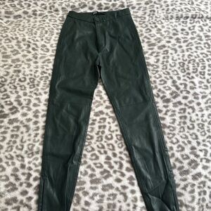 Zara Woman’s Dark Green Faux Leather Leggings